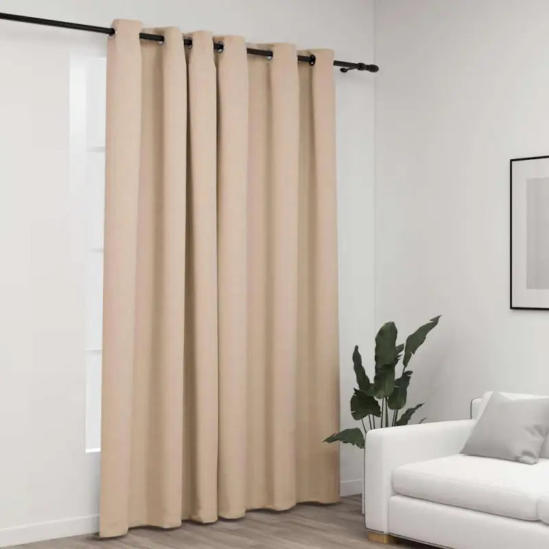 Verduisterende linnen-look gordijnen voor licht en privacy - Beige / 290 x 245 cm / 1 - Gordijnen & vitrages