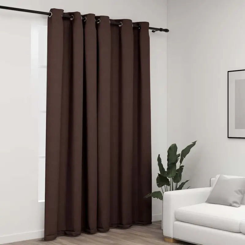 Verduisterende linnen-look gordijnen voor licht en privacy - Taupe / 290 x 245 cm / 1 - Gordijnen & vitrages