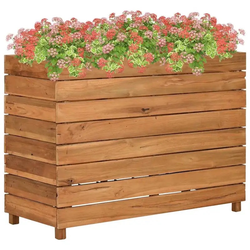 Verhoogd meubelstuk uniek met gerecycled teakhout en stalen rek - 100 x 40 x 72 cm / 1 - Bloempotten & plantenbakken