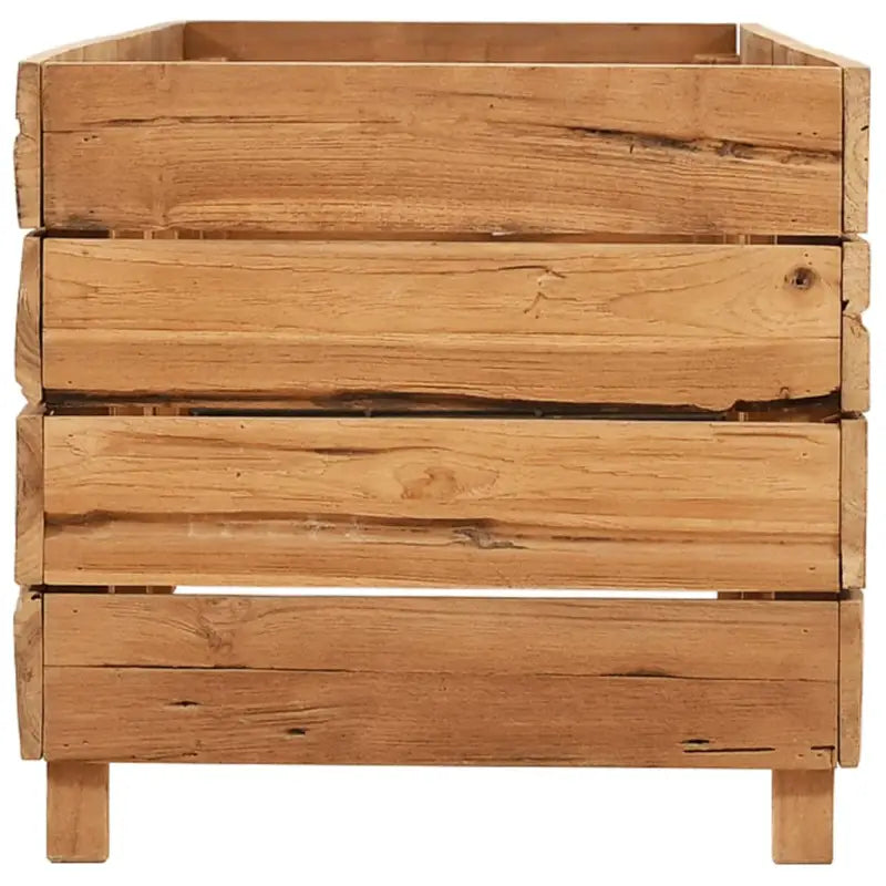 Verhoogd meubelstuk uniek met gerecycled teakhout en stalen rek - Bloempotten & plantenbakken