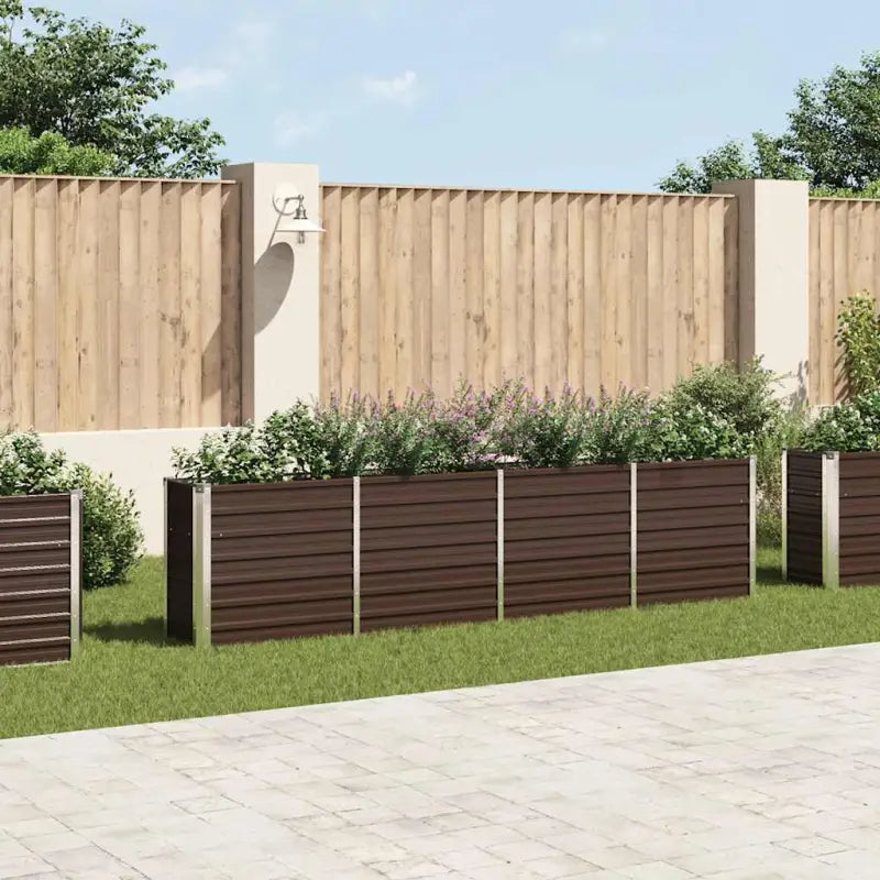 Verhoogde gegalvaniseerd staal plantenbak voor tuin en balkon decoratie - Bruin / 320 x 40 x 77 cm / 1 - Bloempotten &