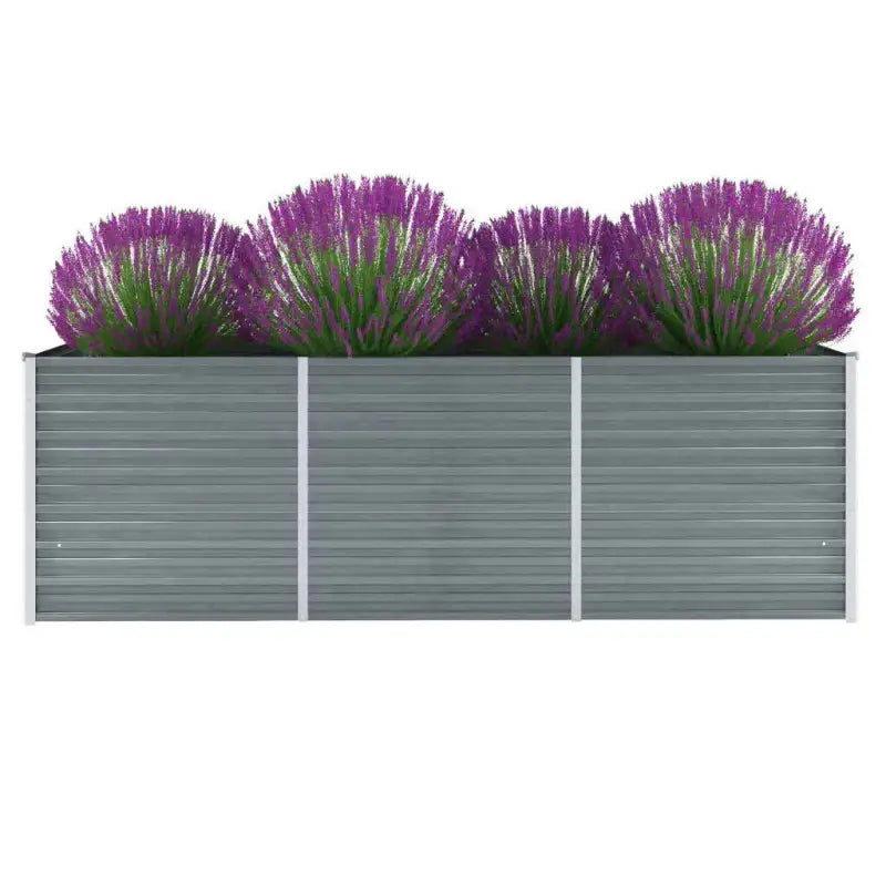 Verhoogde metalen plantenbak van gegalvaniseerd staal voor tuin en balkon - Grijs / 240 x 80 x 77 cm / 1 - Bloempotten