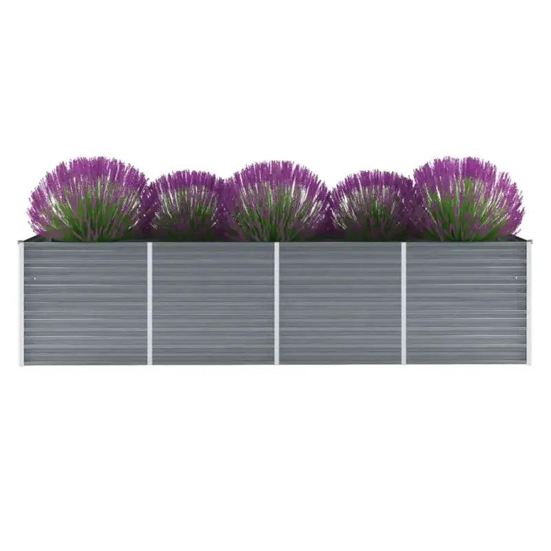 Verhoogde metalen plantenbak van gegalvaniseerd staal voor tuin en balkon - Grijs / 320 x 80 x 77 cm / 1 - Bloempotten