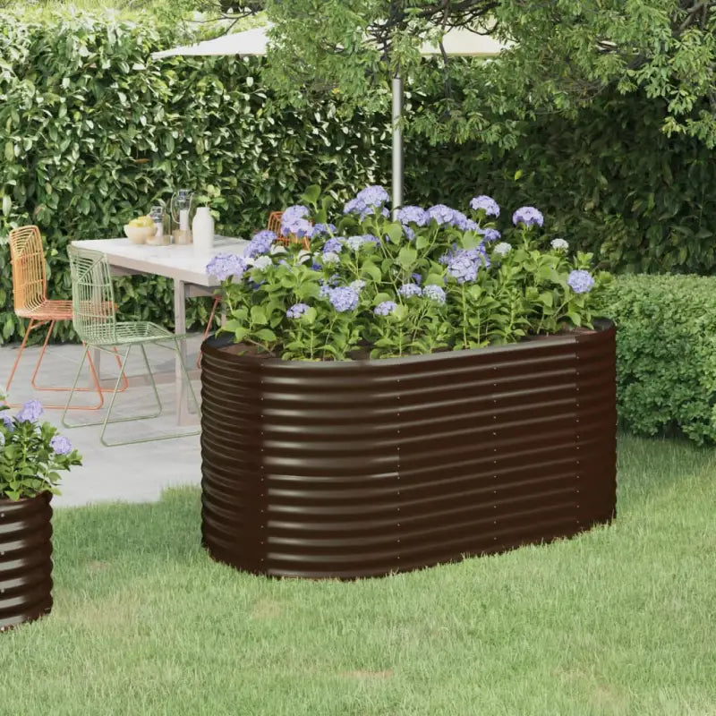 Verhoogde plantenbak van gepoedercoat staal voor tuin en terras - Bruin / 152 x 80 x 68 cm / 1 - Bloempotten &