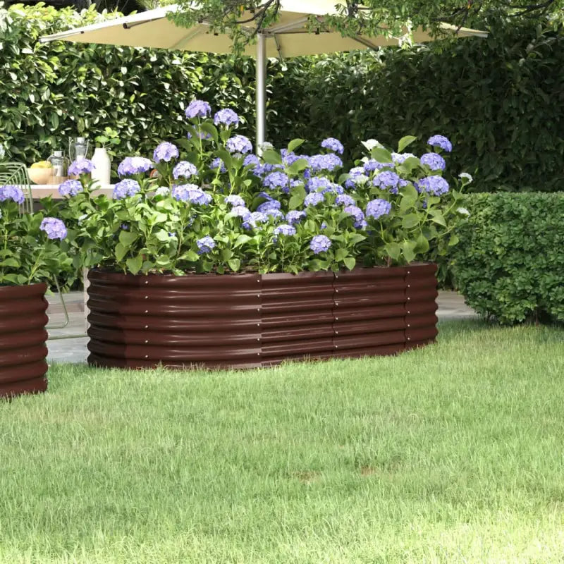 Verhoogde plantenbak van gepoedercoat staal voor tuin en terras - Bruin / 152 x 80 x 36 cm / 1 - Bloempotten &