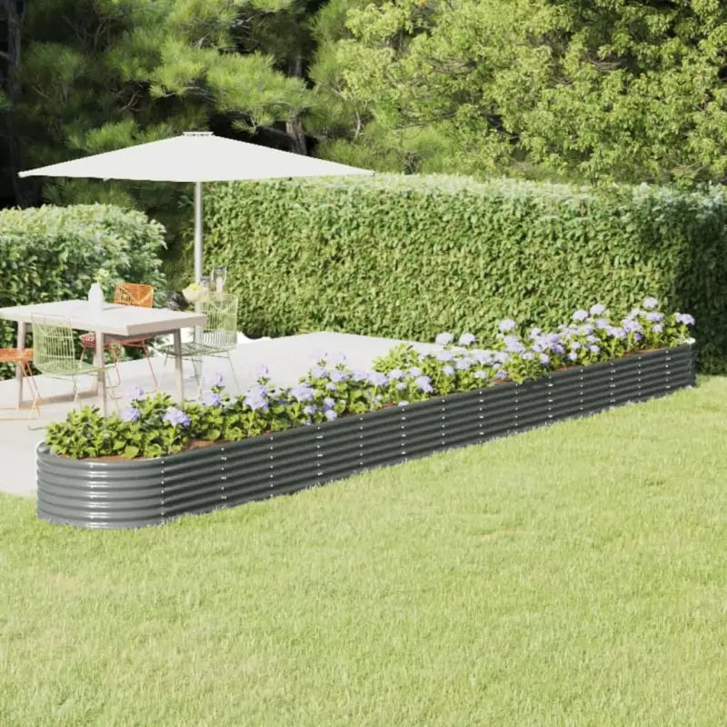 Verhoogde plantenbak van gepoedercoat staal voor tuin en terras - Grijs / 620 x 80 x 36 cm / 1 - Bloempotten &