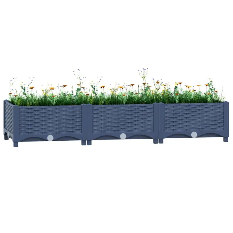 Verhoogde tuinbak voor bloemen en planten - Blauwgrijs / 120 x 40 x 23 cm / 1 - Bloempotten & plantenbakken