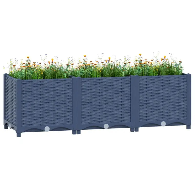 Verhoogde tuinbak voor bloemen en planten - Blauwgrijs / 120 x 40 x 38 cm / 1 - Bloempotten & plantenbakken