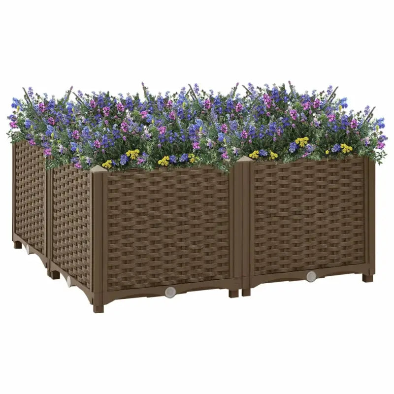 Verhoogde tuinbak voor bloemen en planten - Bruin / 80 x 80 x 38 cm / 1 - Bloempotten & plantenbakken