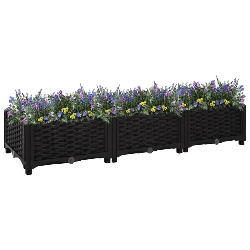 Verhoogde tuinbak voor bloemen en planten - Zwart / 120 x 40 x 23 cm / 1 - Bloempotten & plantenbakken
