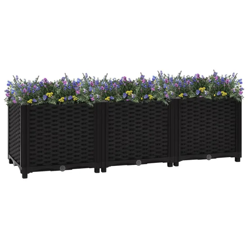 Verhoogde tuinbak voor bloemen en planten - Zwart / 120 x 40 x 38 cm / 1 - Bloempotten & plantenbakken