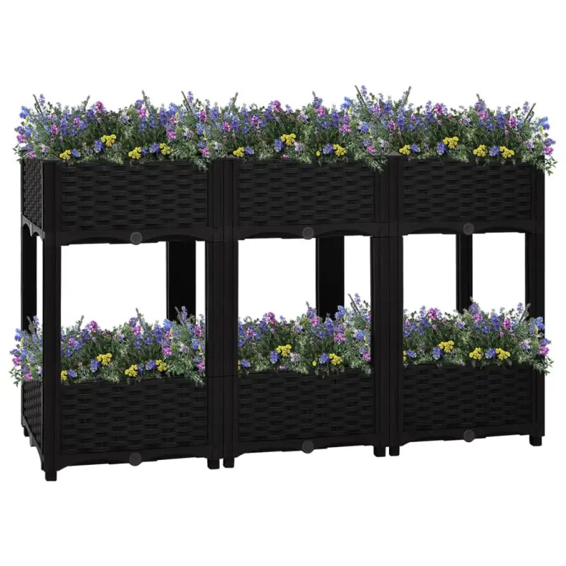 Verhoogde tuinbak voor bloemen en planten - Zwart / 120 x 40 x 71 cm / 1 - Bloempotten & plantenbakken
