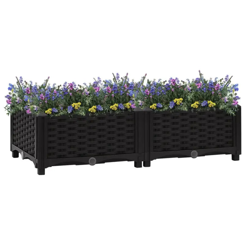 Verhoogde tuinbak voor bloemen en planten - Zwart / 80 x 40 x 23 cm / 1 - Bloempotten & plantenbakken