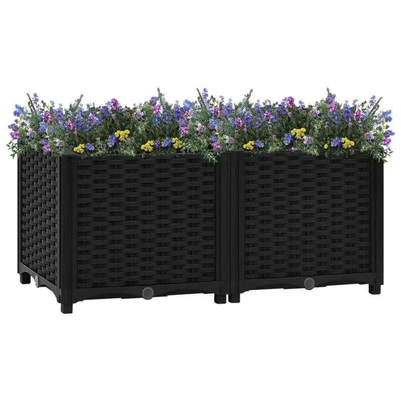 Verhoogde tuinbak voor bloemen en planten - Zwart / 80 x 40 x 38 cm / 1 - Bloempotten & plantenbakken