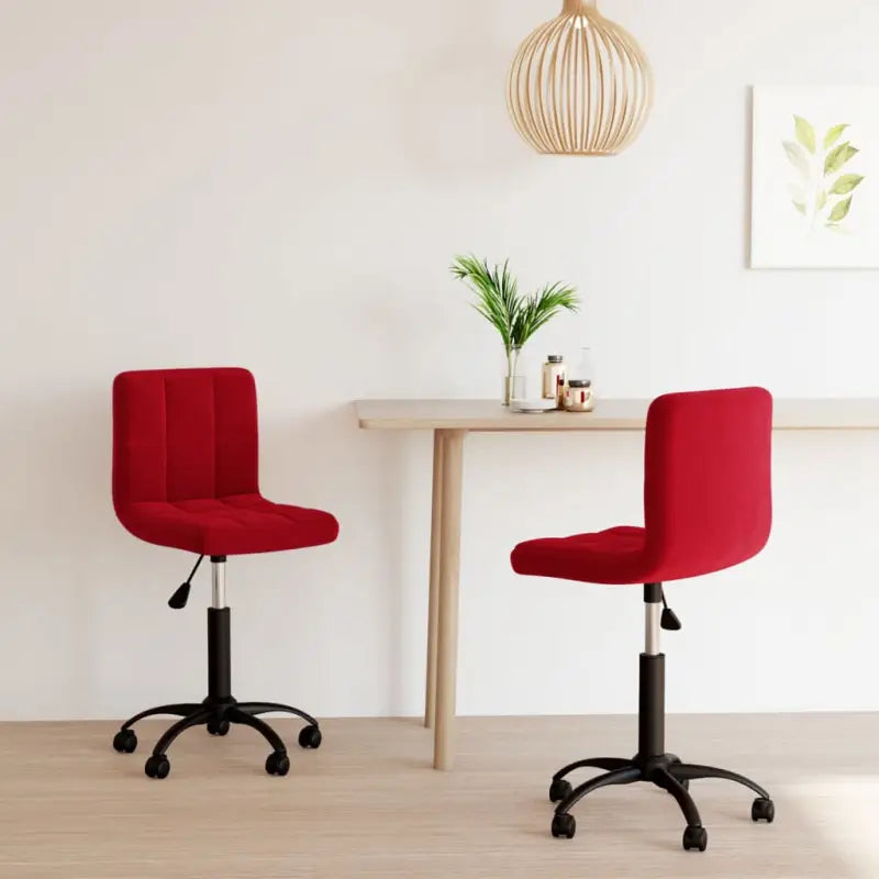 Verstelbare draaibare eetkamerstoel van zacht fluweel - Wijnrood / 2 - Eetkamerstoelen
