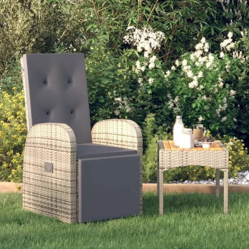 Verstelbare tuinstoelen van poly rattan in zwart materiaal - Donkergrijs / 1 - Tuinstoelen