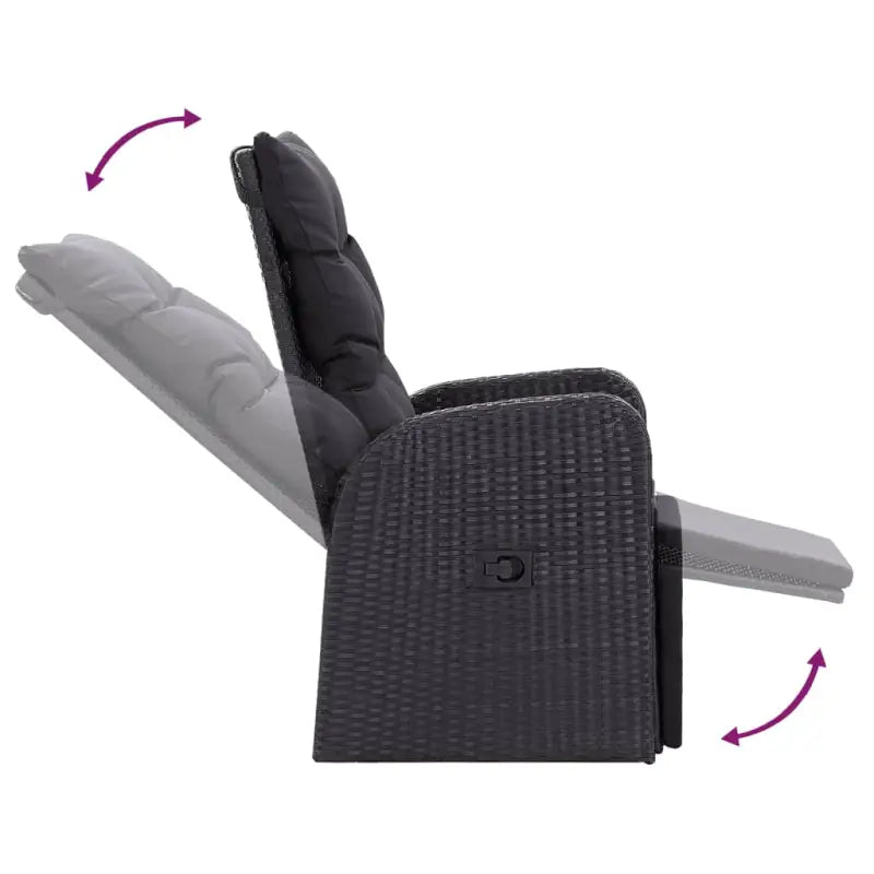 Verstelbare tuinstoelen van poly rattan in zwart materiaal - Tuinstoelen