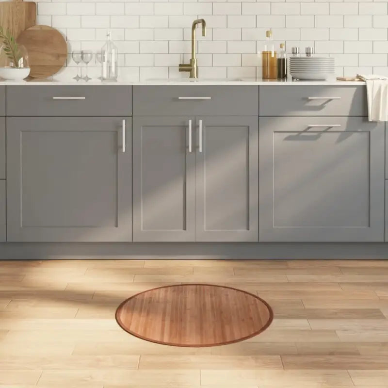 Vloerkleed van Bamboe met neutrale kleuren en gemakkelijk schoon te maken - Naturel / 60 cm - Vloerkleden