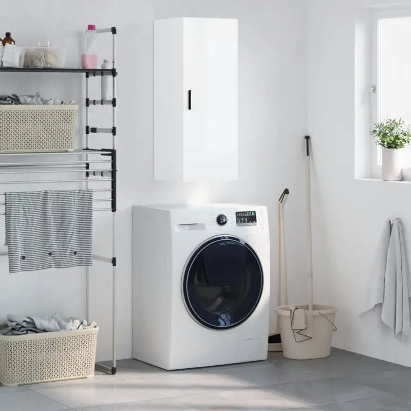 Wandgemonteerde dressoir met elegant bewerkt hout Design - Hoogglans wit / 1 - Dressoirs & buffetkasten