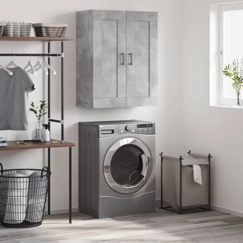 Wandgemonteerde kast van bewerkt hout met elegant en stevig ontwerp - Betongrijs / 1 - Dressoirs & buffetkasten