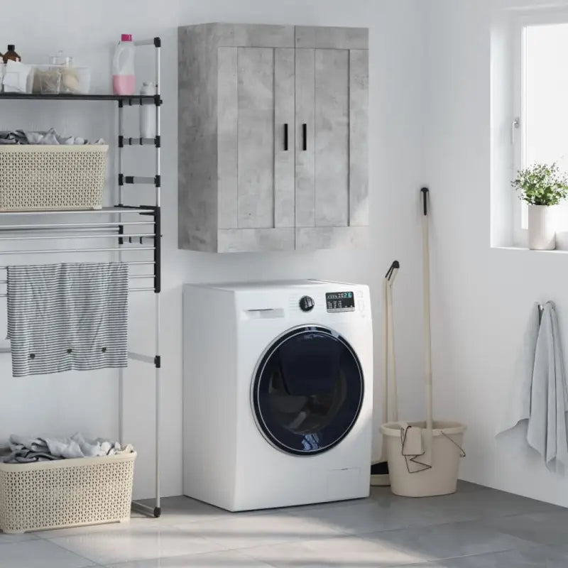 Wandgemonteerde kast van bewerkt hout met elegant ontwerp - Betongrijs / 1 - Dressoirs & buffetkasten