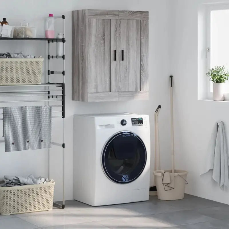 Wandgemonteerde kast van bewerkt hout met elegant ontwerp - Grijs sonoma / 1 - Dressoirs & buffetkasten