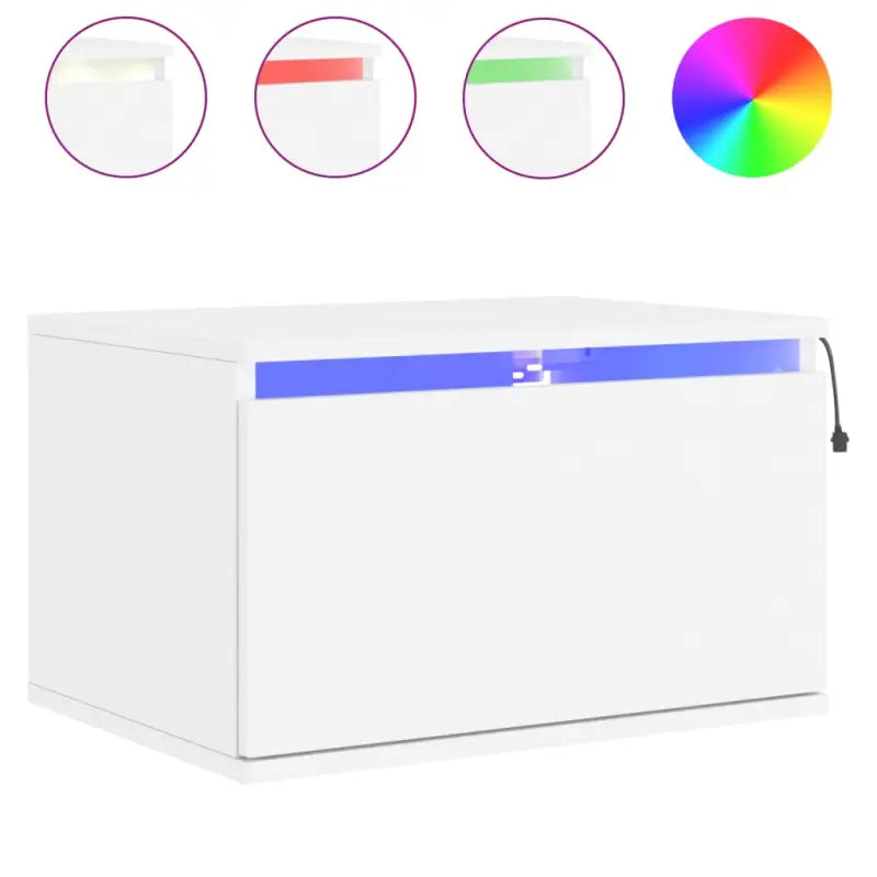 Wandgemonteerde nachtkastje in bewerkt hout met LED-verlichting - Nachtkastjes