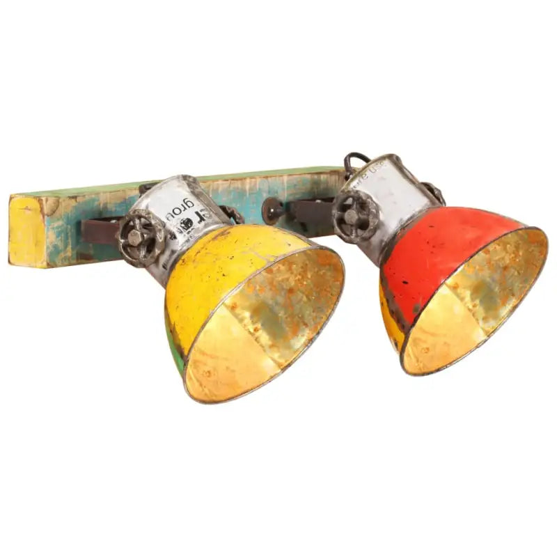 Wandlamp met zwarte afwerking en massief mangohout sfeerlicht - Multikleur / 1 / Recht - 2 lampenkappen - Lampen