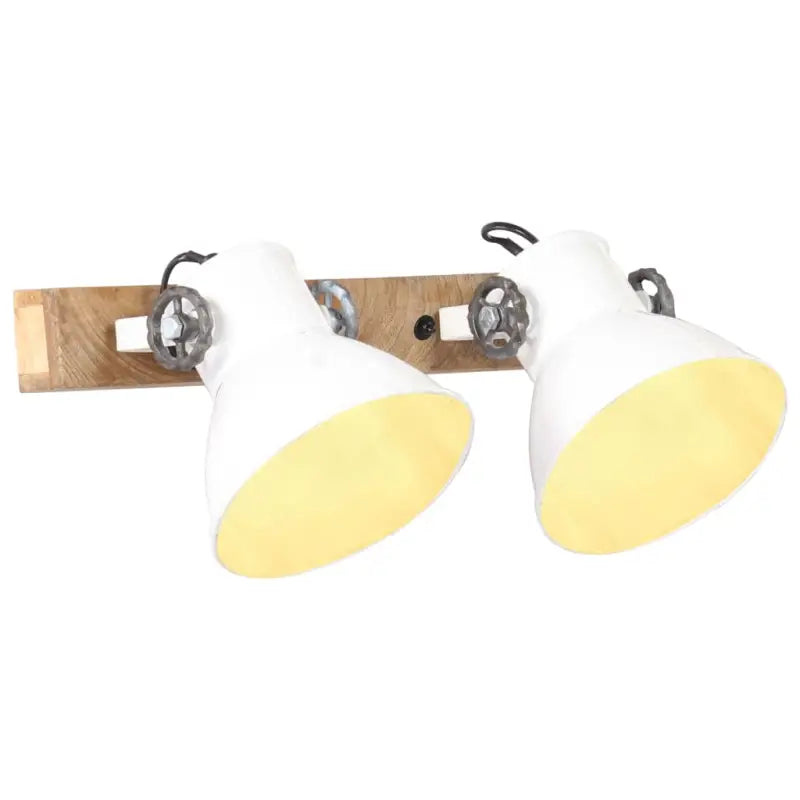 Wandlamp met zwarte afwerking en massief mangohout sfeerlicht - Wit / 1 / Recht - 2 lampenkappen - Lampen