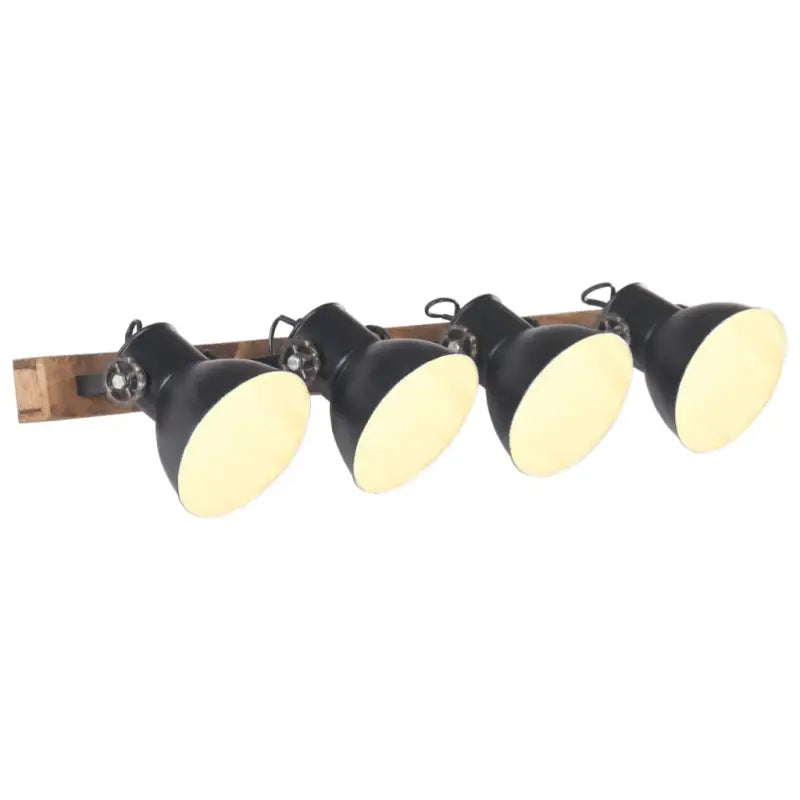 Wandlamp met zwarte afwerking en massief mangohout sfeerlicht - Zwart / 1 / Recht - 4 lampenkappen - Lampen