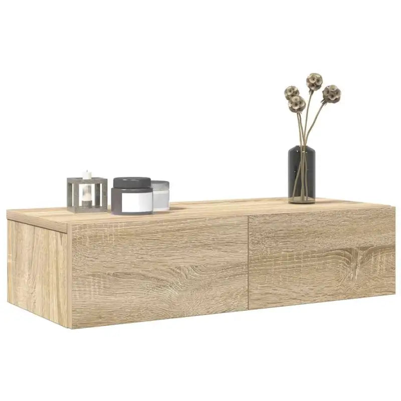 Wandplank met lades van bewerkt hout voor een praktische inrichting - Sonoma eiken / 60 x 26.5 x 15 cm / 1 - Wandplanken