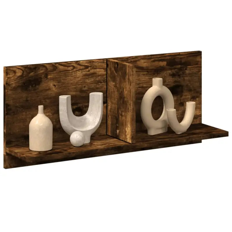 Wandplank van bewerkt hout voor een duurzame en praktische interieurstijl - Gerookt eiken / 70 x 16.5 x 30 cm / 1