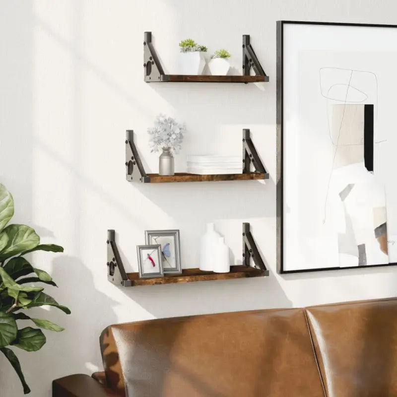 Wandplanken set van hoogwaardig bewerkt hout voor je muur ruimtesaving - Wandplanken