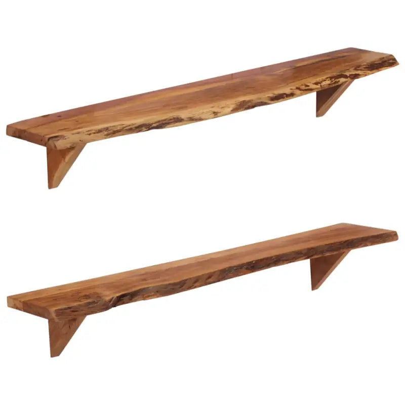Wandplanken van massief acaciahout met rustieke charme - 110 x 20 x 18 cm / 2 / 1 - Wandplanken