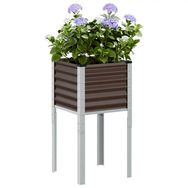 Weervast staal plantenbak voor tuin balkon en terras decoratie - Staal/bruin / 45 x 45 x 88 cm / 1 - Bloempotten &