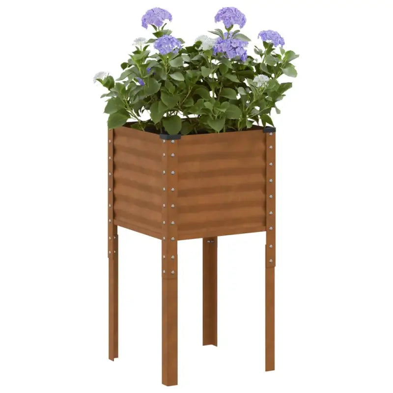 Weervast staal plantenbak voor tuin balkon en terras decoratie - Cortenstaal/Bruin / 45 x 45 x 88 cm / 1 - Bloempotten