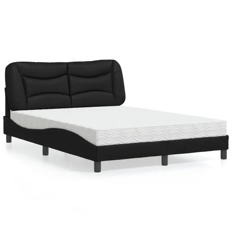 Wit materiaal bed met multiplex lattenbodem en 22d pu-schuim matras - Zwart / 120 x 200 cm - Bedden & bedframes