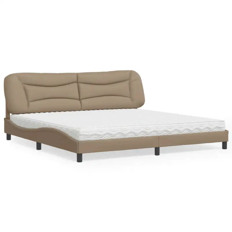 Wit materiaal bed met multiplex lattenbodem en 22d pu-schuim matras - Cappuccino / 200 x 200 cm - Bedden & bedframes