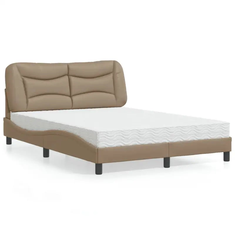 Wit materiaal bed met multiplex lattenbodem en 22d pu-schuim matras - Cappuccino / 140 x 200 cm - Bedden & bedframes