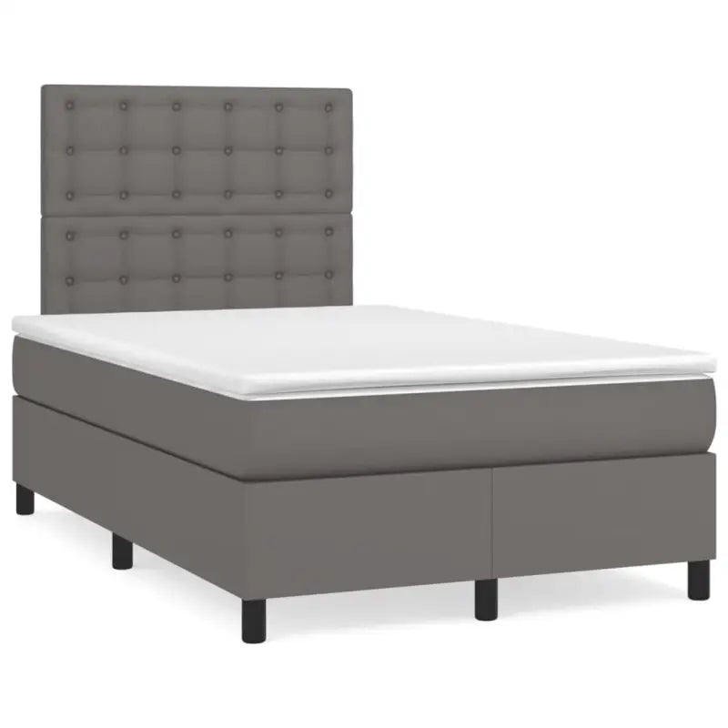 Zwart Kunstleer Boxspringbed met schuim vulling en ideale afmetingen - Grijs / 120 x 190 cm / knoppwn - Bedden &