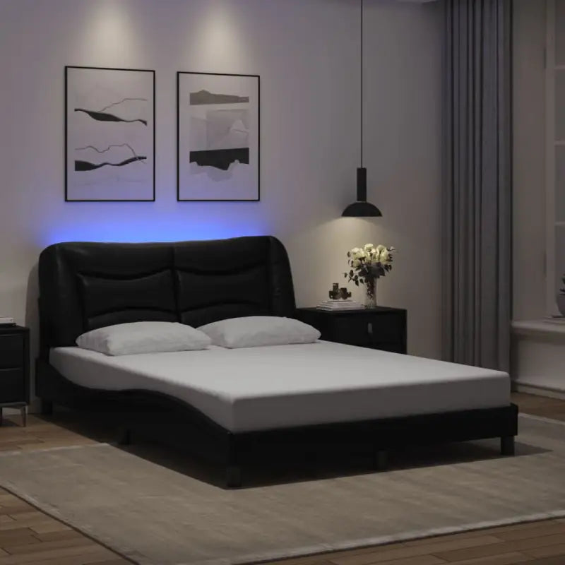 Zwart Liedbed met LED-verlichting en multiplex lattenbodem - Bedden & bedframes