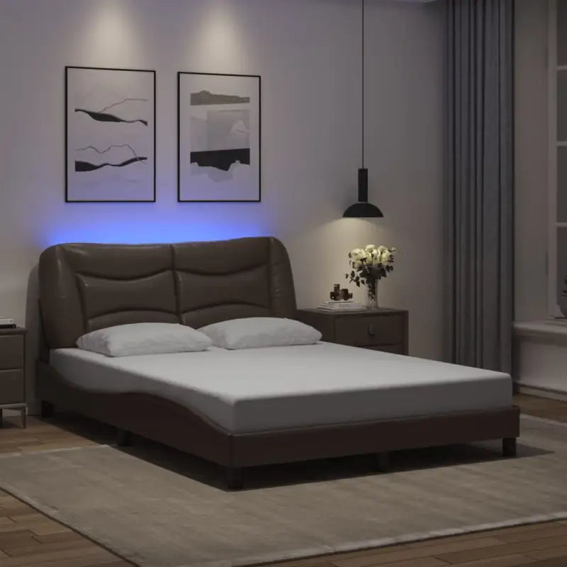 Zwart Liedbed met LED-verlichting en multiplex lattenbodem - Bruin / 120 x 200 cm - Bedden & bedframes