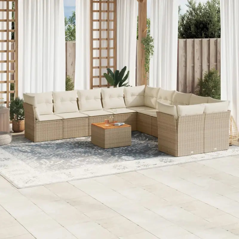 Zwart loungeset met waterdichte tas en gepoedercoat staal voor buiten genieten - beige en crèmekleurig / Tafel + 6x