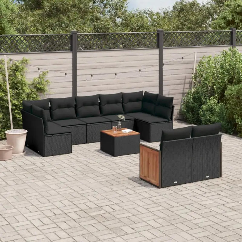 Zwart loungeset met waterdichte zak en gepoedercoat staal voor buiten - Zwart / Met tafel - Tuinsets