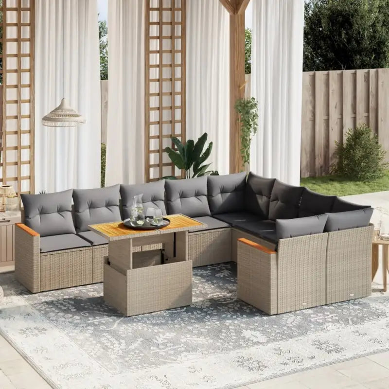 Zwart loungeset van gepoedercoat staal met comfortabele zittingafmetingen - Beige en grijs - Tuinsets