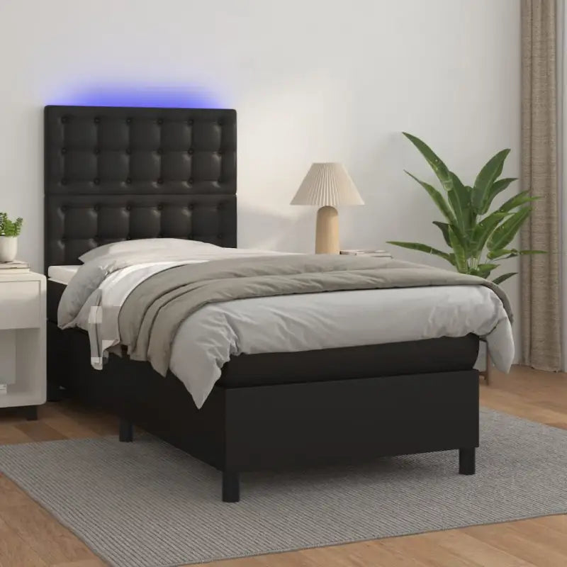 Zwart materiaal bed met LED verlichting en schuim vulling voor rust - Bedden & bedframes
