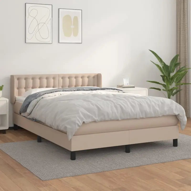 Zwart materiaal bed met schuim vulling en ideale afmetingen - Cappuccino / 140 x 190 cm / knopen - Bedden & bedframes