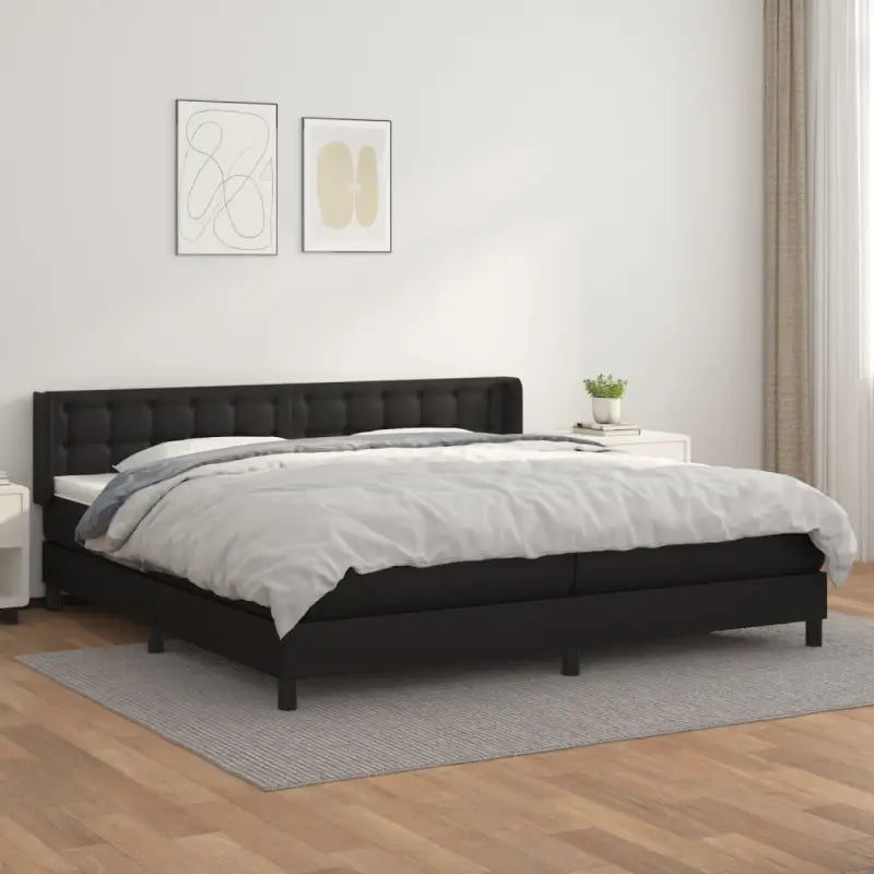 Zwart materiaal bed met schuim vulling en ideale afmetingen - Zwart / 200 x 200 cm / knoppwn - Bedden & bedframes
