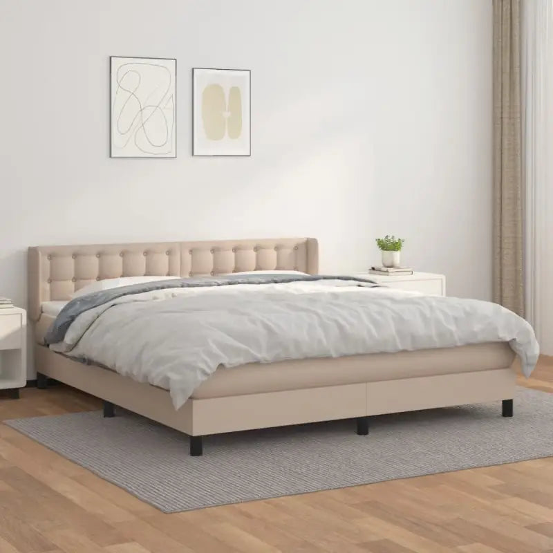 Zwart materiaal bed met schuim vulling en ideale afmetingen - Cappuccino / 160 x 200 cm / knoppwn - Bedden & bedframes