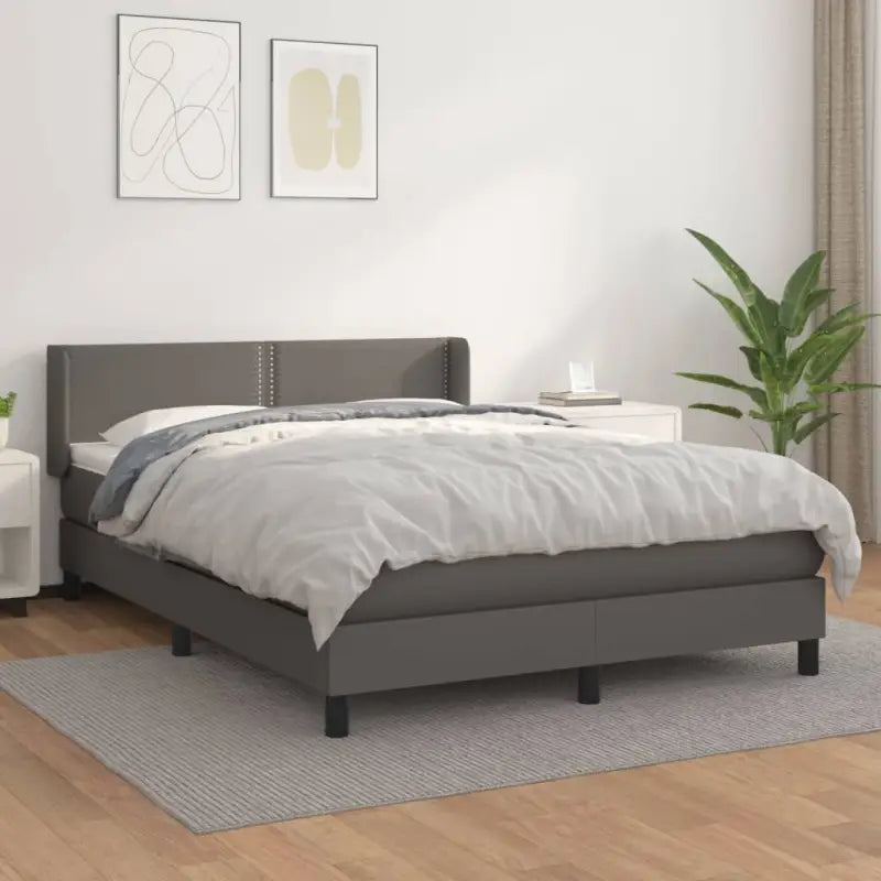 Zwart materiaal bed met schuim vulling en ideale afmetingen - Grijs / 140 x 190 cm / Effen met spijkers - Bedden &